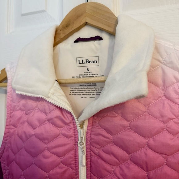 L.L. Bean Vest Women Pink Ombre Poly Blend Full Zip Mock Neck Quilted Small - Picture 3 of 7